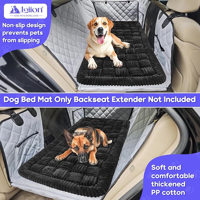 Dog Car Bed Mat, Non-Slip Backseat Extender Pet Blanket, Plaid Dog Bed for SUVs, Sedans & Trucks, Chew-Resistant Travel Pad for Dogs, Easy Clean & Scratch-Proof & Comfort (50"x24.6") Black-Mewly Pet