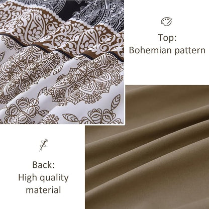 Cottolester Brown Comforter Set King Size,Boho Fall Bed in a Bag 8 Pieces,Paisley Soft Microfiber Bedding Comforter Set