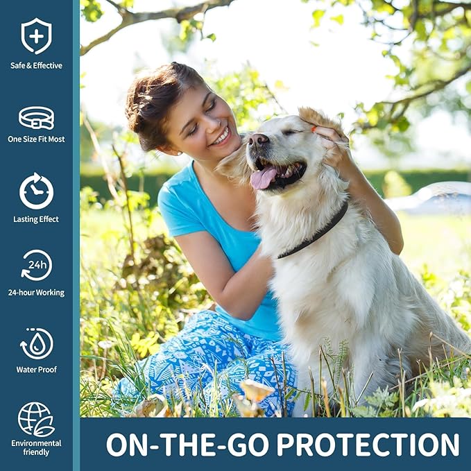 Flea and Tick Collar for Dogs 4 Pack, 32 Months Prevention, Waterproof, Adjustable for Small Medium Large Dogs Puppies (Black)-Mewly Pet