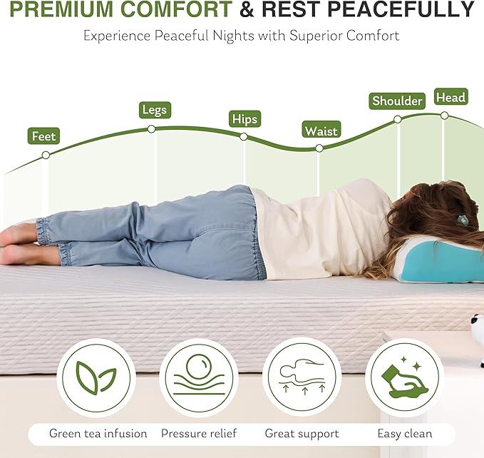 Twin Mattress in a Box, 8 inch Mattresses for Kids Bed Single Size Daybed Individual Bunk, Memory Foam Medium Firm