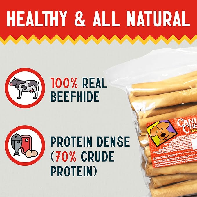 Canine Chews 8-9" Chicken Basted Rawhide Retriever Rolls - Pack of 25 Chicken-Flavored Long-Lasting Dog Rawhide Chews - Protein-Dense Jumbo Rawhide Bones For Large Dogs - Treats for Aggressive Chewers-Mewly Pet