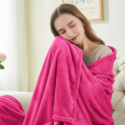 BEDELITE Fleece Blankets Queen Size Hot Pink Throw Blankets for Bed, Luxury Plush Cozy Fuzzy Blanket 90x90 inches, Super Soft Warm Lightweight Throw Blanket All Seasons Suitable