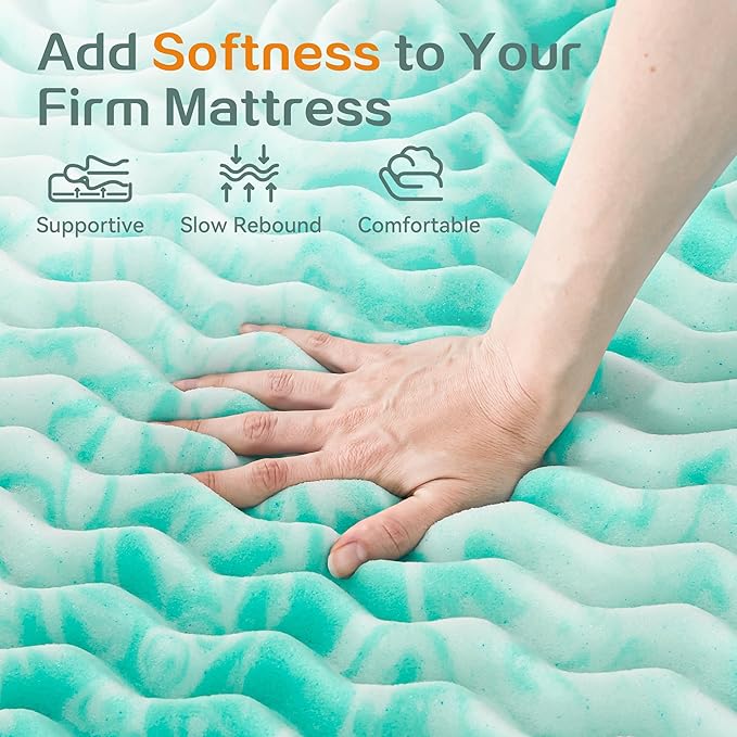 SINWEEK 2 Inch Memory Foam Mattress Topper Twin XL, Twin Extra Long Mattress Pads for College Dorm Single Bed, Pressure Relieve CertiPUR-US Certified, 39x80 Inches, Green