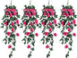 RECUTMS Artificial Rose 4Packs Fake Hanging Flower Faux Ivy Vine Plants for Home Window Garden Office Patio Planter Pathway Front Porch (Rose Red)