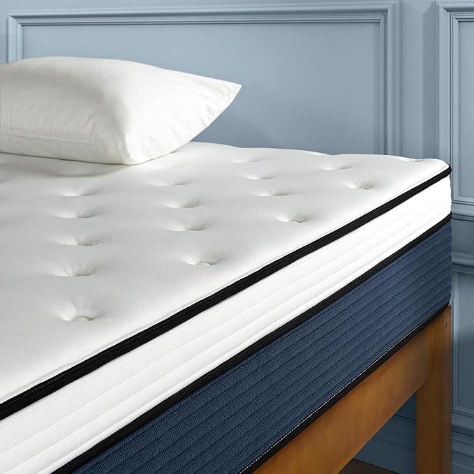 ZINUS 14 Inch Cooling Comfort Support Hybrid Mattress [New Version], King, Fiberglass Free, Medium Plush, Cooling Motion Isolation, Certified Safe Foams & Fabric, Mattress in A Box