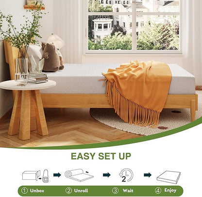 EGOHOME Twin Size Memory Foam Mattress, 10 Inch Bed Mattress in A Box with Cooling Green Tea Gel, Relieve Pressure with Medium Support, CertiPUR-US Certified, 75''L x 38''W, White