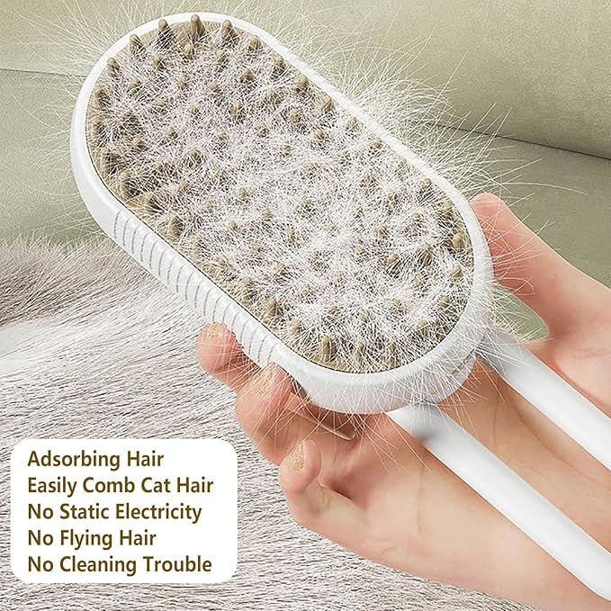 Pet Steam Groomer Brush, 2025 New 3 in 1 Steam Cat Steam Brush for Shedding & Grooming, Multifunctional Hair Removal Comb for Cats Dogs-Mewly Pet