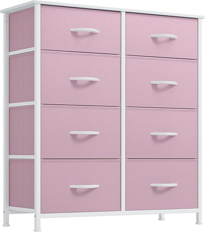 YITAHOME 8 Drawers Fabric Dresser - Storage Tower Unit Organizer Unit for Living Room & Closets - Sturdy Steel Frame & Easy Pull Fabric Bins (Cool Light Grey)