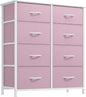 YITAHOME 8 Drawers Fabric Dresser - Storage Tower Unit Organizer Unit for Living Room & Closets - Sturdy Steel Frame & Easy Pull Fabric Bins (Cool Light Grey)