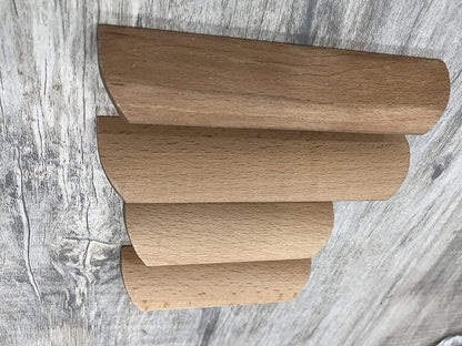 2Pcs Unfinished Wood Solid Furniture Pulls Handles,Unfinished Unpainted Paintable Wooden Handles Cupboard Closet Drawer Handle Pull,Length 4.84",Hole Dis.3.78"
