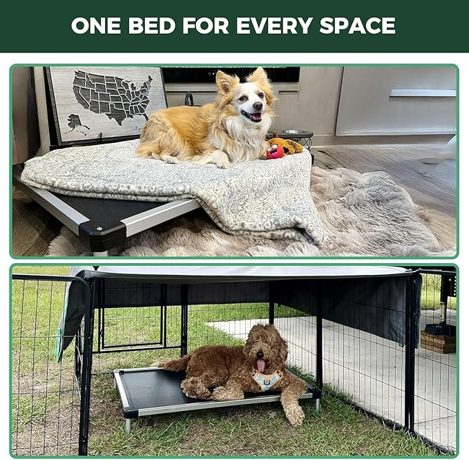 FXW TitanNest Chew-Proof Elevated Dog Bed, Raised Cot for Indoor/Outdoor/Camping Use, Durable & Waterproof Cooling Pet Bed for Extra-Small Dogs, 29.0" L x 18.0" W x 4.5" H, Black-Mewly Pet