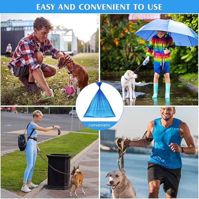 Harloon 6000 Counts Dog Poop Waste Bags 30 Rolls Extra Thick Strong Leak PET Proof Bags Disposable Bulk Universal Doggy Roll Waste Box for Puppy Outdoor Walking Travel(Bule,12 x 8 Inches)-Mewly Pet