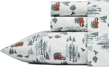 Eddie Bauer - Full Sheets, Cotton Flannel Bedding Set, Brushed For Extra Softness, Cozy Home Decor (Tree Farm, Full)