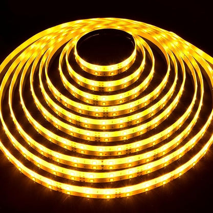 iNextStation 12V LED Light Strip IP65 Waterproof Yellow LED Strip Lights 16.4ft/5m Cuttable 300 SMD 2835 LED Tape Flexible Led Lights for Bedroom Outdoor Indoor Decor (Power Adapter not Included)