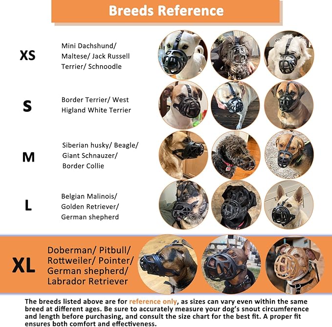 BARKLESS Dog Muzzle, Basket Muzzle for Biting, Chewing and Scavenging, Humane Cage Mouth Cover, Perfect for Grooming and Training Large Aggressive Reactive Dogs (XL, Brown)-Mewly Pet