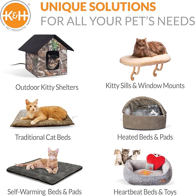 K&H Pet Products EZ Mount Thermo-Kitty Window Bed Extra-Deep Gray 27 X 10 X 11 Inches-Mewly Pet