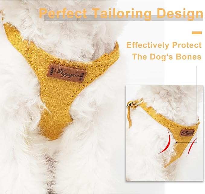 Puppytie No Pull Dog Harness with Multifunction Dog Leash,Soft Adjustable No Choke Escape Proof Pet Harness Vest for Medium Dogs or Large Dogs,Yellow,M-Mewly Pet