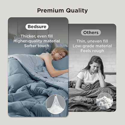 Bedsure Full Comforter Set - 7 Pieces Reversible Grayish Blue Bedding, Full Size Bed Set for All Seasons, Bed in a Bag with Down Alternative Comforter, Sheets, Pillowcases & Shams