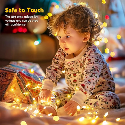 Minetom 66 Feet 200 LEDs USB Fairy String Lights with Remote, Copper Wire Starry Lights for Bedroom Wall Ceiling Christmas Tree Wreath Craft Wedding Party Decoration, Warm White