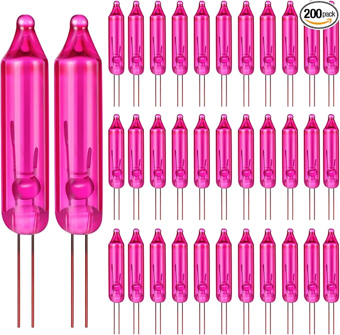 Mudder 200 Count 2.5V Christmas 50/100/150/200 Count Mini Incandescent Wire String Lights Replacement Bulbs Indoor/Outdoor Christmas Lights Decorations for Home Xmas Tree(Pink)