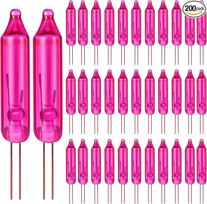 Mudder 200 Count 2.5V Christmas 50/100/150/200 Count Mini Incandescent Wire String Lights Replacement Bulbs Indoor/Outdoor Christmas Lights Decorations for Home Xmas Tree(Pink)