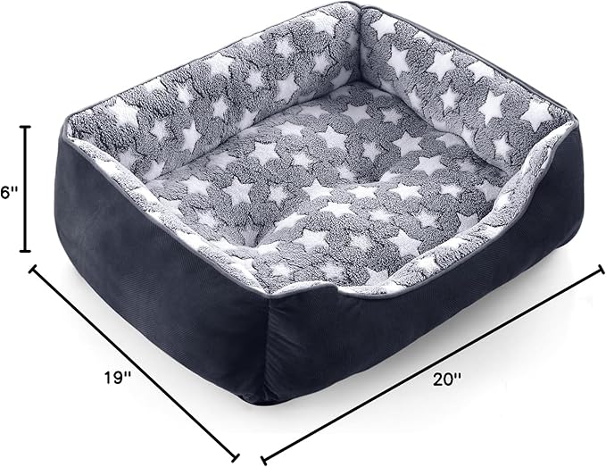 GASUR Small Dog Beds Small Size Dogs, Rectangle Washable Dog Bed, Orthopedic Dogs Sofa Bed, Pet Cuddler Anti-Slip Bottom, Soft Calming Sleeping Warming Puppy Bed (S (20"x 19"x 6"), Black)-Mewly Pet