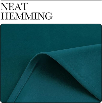 NICETOWN Teal Blackout Cafe Faux Silk Curtains for Small Windows, 42" Wide by 63" Long, 2 Panels, Grommet Thermal Insulated Blackout Satin Drapes for Bedroom