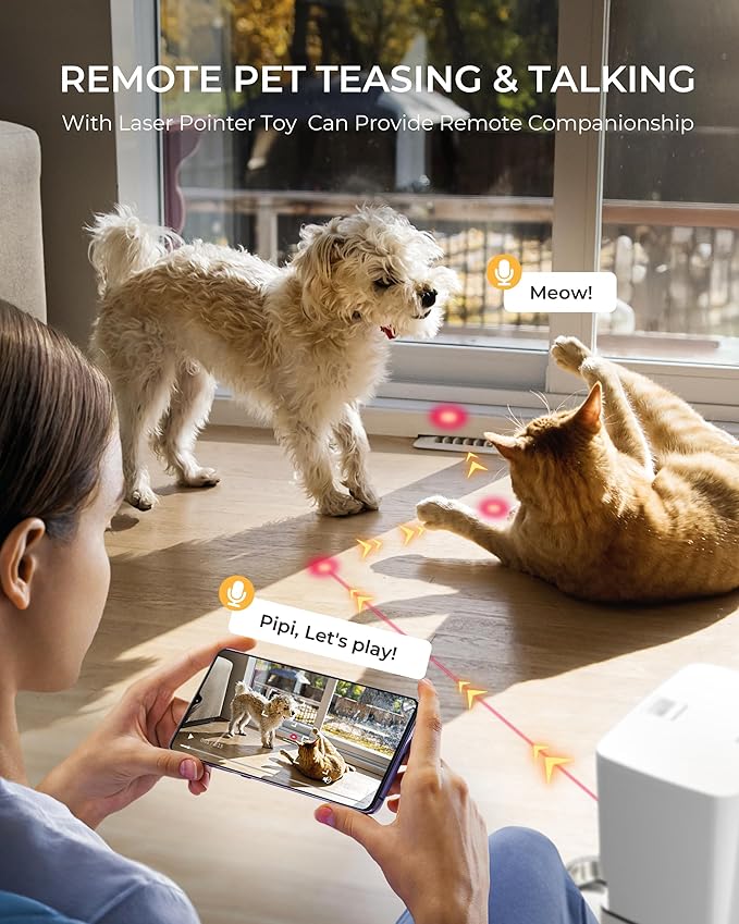 Automatic Cat Feeder with Camera, 7L Timed Dog Feeders, Adjustable Camera, 1080P HD Night Vision, Automatic Dog Feeder, 5G WiFi Cat Food Dispenser with 2-Way Audio, Low Food & Motion Alerts-Mewly Pet