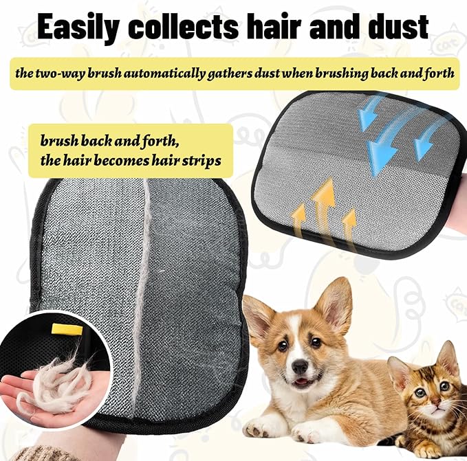 Pet Hair Remover, Brush Pet Hair, Pet Hair Removal Glove, Electrostatic Gloves Pet Hair Removal, Upgrade Reusable for Couch Furniture Carpet (3 PCS)-Mewly Pet