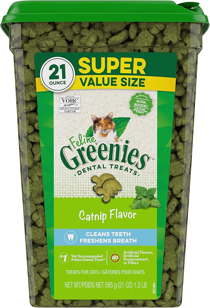 Greenies Feline Dental Cat Treats, Catnip Flavor, 21 oz. Tub-Mewly Pet