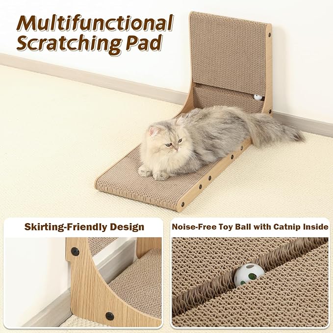 2-Pack Cat Scratching Board, 25.6'' Tall Cardboard L Shape Vertical Cat Scratchers for Indoor Cats, Cat Scratching Post for Wall and Couch, Large-Mewly Pet