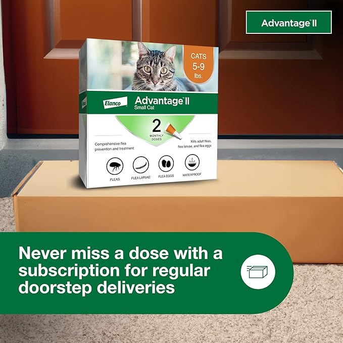 Advantage II Small Cat Vet-Recommended Flea Treatment & Prevention | Cats 5-9 lbs. | 2-Month Supply-Mewly Pet