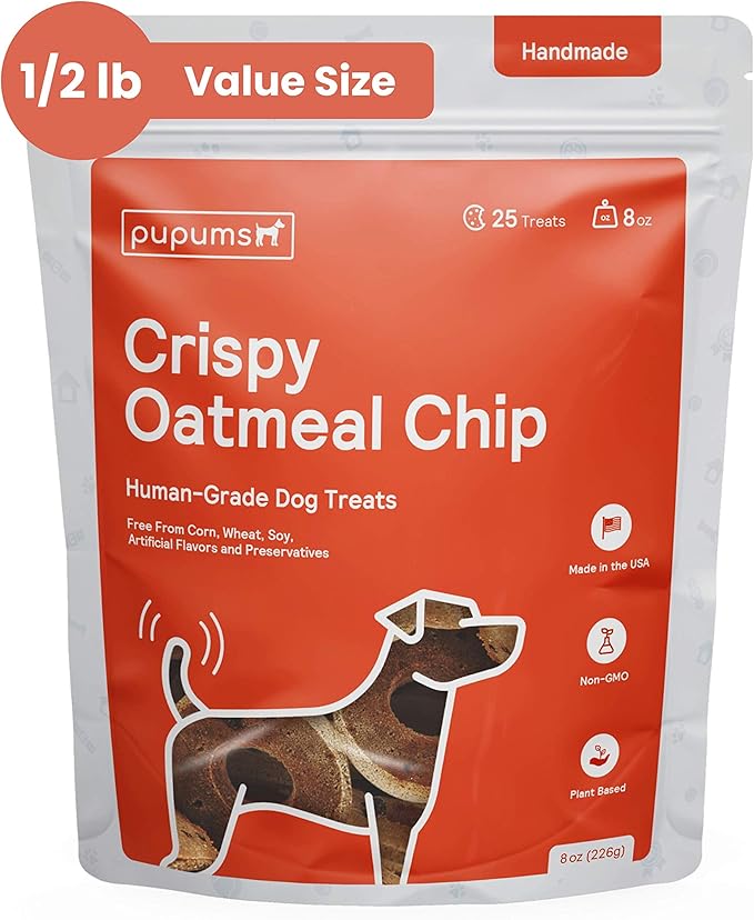 Healthy Dog Treats Non-GMO Grain Free Human Grade Crispy Oatmeal Chip Made in USA (8oz)-Mewly Pet