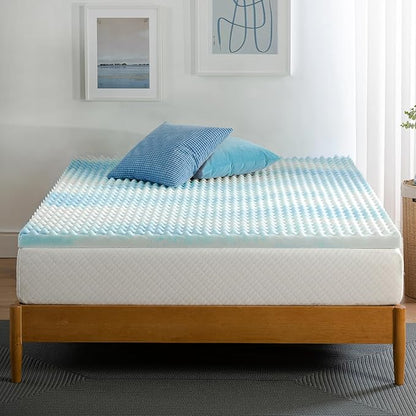 ZINUS 2 Inch Swirl Gel Cooling Memory Foam Mattress Topper, Smaller, More Convenient WonderBox Packaging, Cooling, Airflow Design, CertiPUR-US Certified, Full