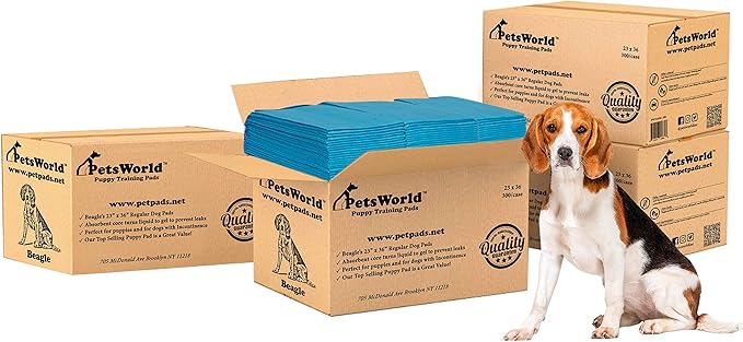 PETSWORLD Puppy Pads, 23x36 Inch, 1200 Count - Puppy Pee Pads for Dogs, Tear Resistant, Economy Value, Super-Absorbent Polymer Gel Core, Perfect for Puppies, Smaller Dogs-Mewly Pet