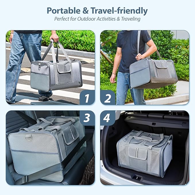 Cat Carrier for 2 Cats – Large Soft-Sided Pet Travel Carrier, Dual Compartments, Privacy Protection, Dog Carrier for Small/Medium Dogs, Home & Outdoor Use-Mewly Pet