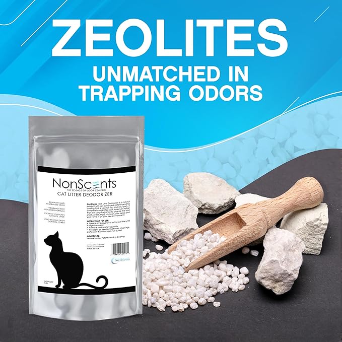 NonScents Cat Litter Deodorizer - Litter Box Odor Eliminator - Less Scooping Extends Kitty Litter Lifespan - Fragrance-Free Formula Eliminates Unpleasant Cat Odors – 8 Pound Bag-Mewly Pet