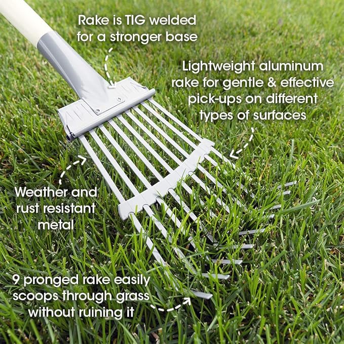 Wood Handle Pooper Scooper Durable Solid Metal Poop Tray with Rake 36.75" Long Handled Scoop | Great for Large or Small Dogs | No Assembly Required | Better for The Environment Than Plastic-Mewly Pet