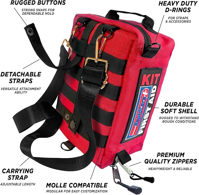 Rapid Care First Aid Kit – 300+ Piece Emergency Medical Kit with Bonus 95-Piece Travel Pack – Outdoor, Workplace, and Home Use – Color Coded & Labeled for Quick Access-Mewly Pet