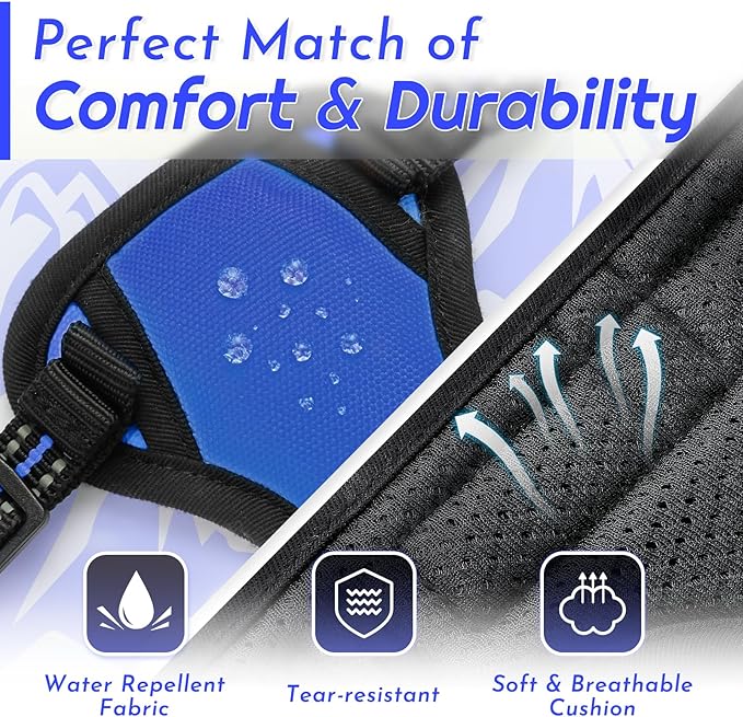 Eagloo Small Dog Harness No Pull, Service Vest with Reflective Strips and Control Handle, Adjustable and Comfortable for Easy Walking, No Choke Pet Harness with 2 Metal Rings, Blue, XS-Mewly Pet