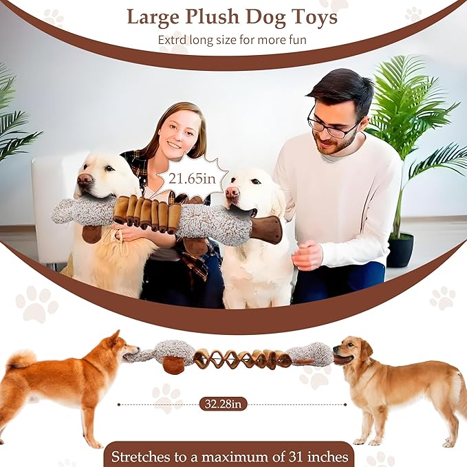 Squeaky Dog Toys, Interactive Tug of War Puppy Toys, Funny Plush Dog Chew Toys, Stuffed Dog Toys for Small,Medium and Large Dogs - Platypus-Mewly Pet