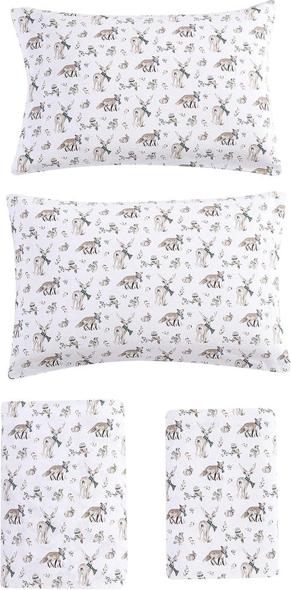 Eddie Bauer - Full Sheets, Cotton Flannel Bedding Set, Brushed For Extra Softness, Cozy Home Decor (Woodland Friends, Full)