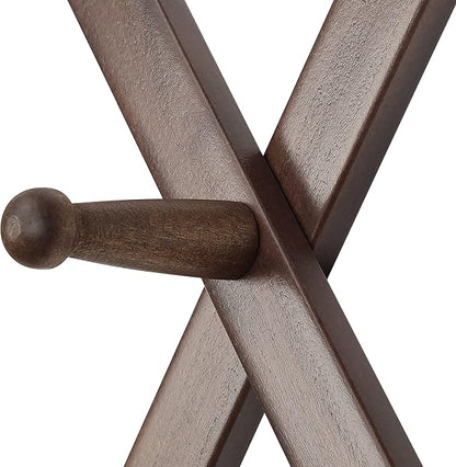 SKOLOO Hat Rack for Wall with 20 Hooks, Solid Wooden, Modern, Expandable Coat Rack Wall Mount for Coats, Hats, Bags, Baseball Caps, Walnut Color