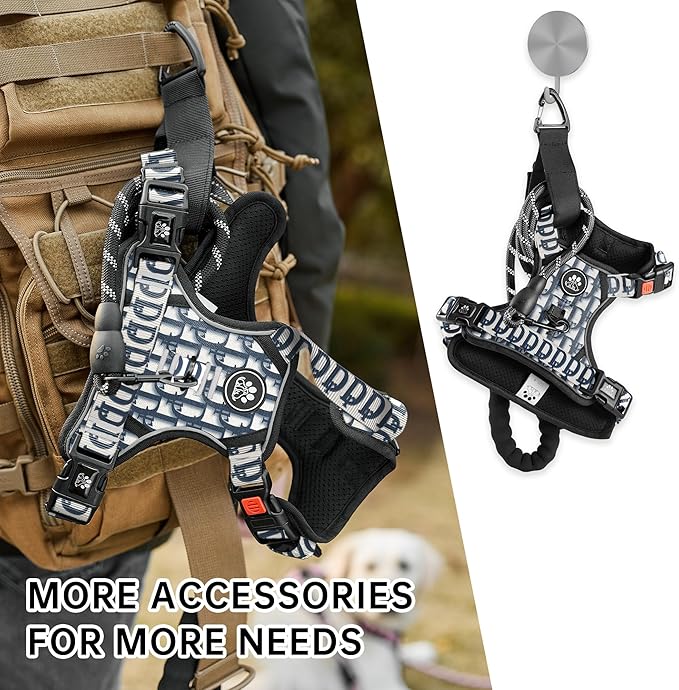 NESTROAD No Pull Dog Harness,Adjustable Oxford Dog Vest Harness with Leash,Reflective No-Choke Pet Harness with Easy Control Soft Handle for Small Dogs(Small,Vintage Blue)-Mewly Pet