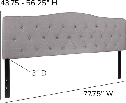 Flash Furniture Cambridge Tufted Upholstered King Size Headboard in Light Gray Fabric