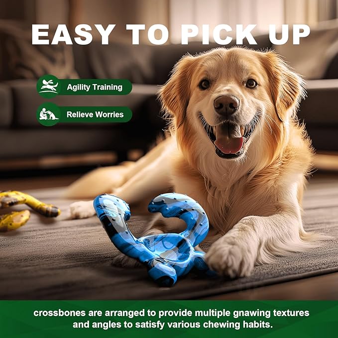 Dog Chew Toy for Aggressive Chewers – Tough Nylon Bone with Bacon Flavor for Pitbulls & Large Dogs, Indoor Play for Teeth Cleaning & Anxiety Relief-Mewly Pet