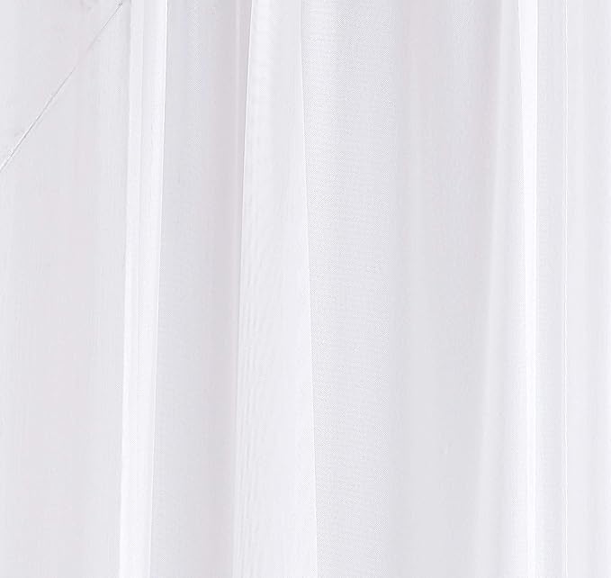 LinenZone White Window Scarf Valance in 216 Inch Size. Use Window Scarves as Canopy Bed or Backdrop Curtains, Curtain Scarf, or Sheer Fabric for Draping. (Amazing 55 x 216, White)