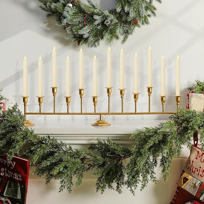 Chengu Gold Candelabra Candle Holders 12 Arm 7 Inch Tall Taper Candlestick Holder Vintage Table Centerpiece Decor for Christmas Wedding Birthday Party Dining Room Holiday Mantle Fireplace Kitchen