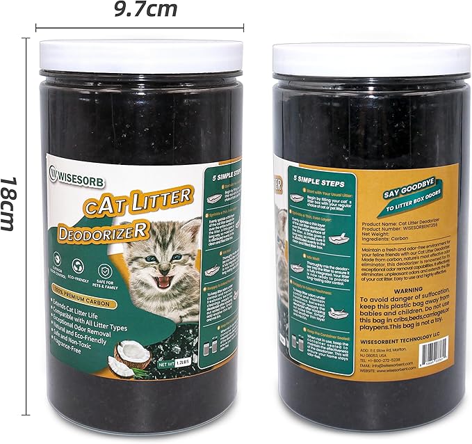 Cat Litter Deodorizer 2.4Lb Activated Carbon Litter Box Odor Eliminator Absorber Unscented Cat Litter Odor Control Room Deodorizer Solution for Homes with Pets-Mewly Pet