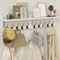 AMBIRD 34.2" L Wooden Wall Coat Hooks with Shelf - Versatile and Decorative Wall-Mounted Storage - 10 Hooks for Hanging Coats, Hats, Keys, Bags, Scarves - Ideal for Entryways, Bedrooms, Closets(White)